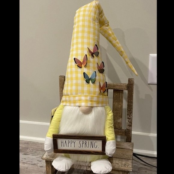 RAE DUNN fabric gnome HAPPY SPRING butterflies